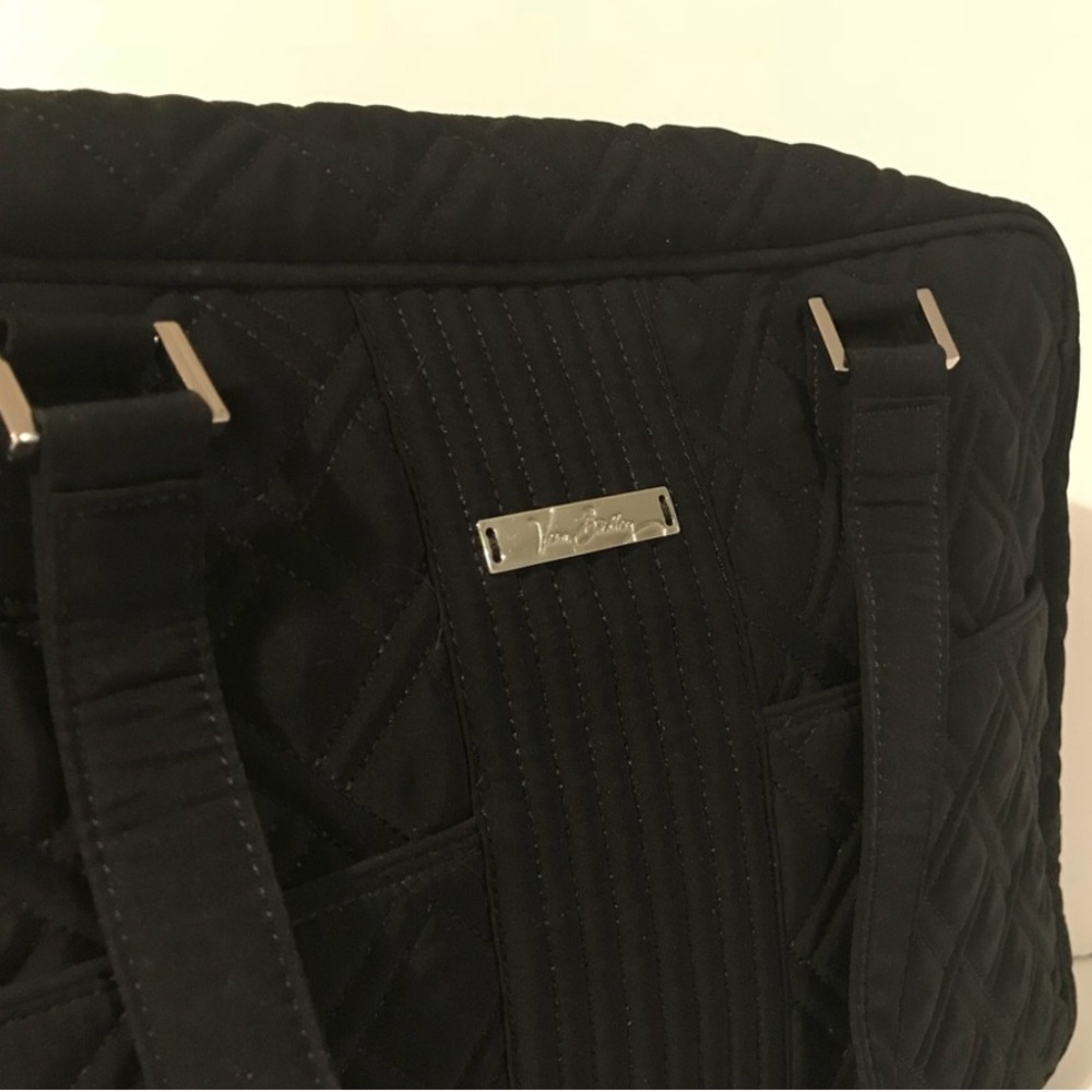 Vera Bradley Black Quilted Top Zip Laptop Bag